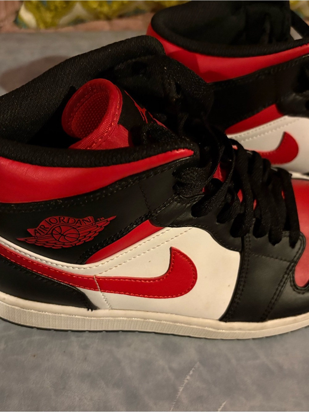 Men Jordan Red, Black & White High-Top Sneakers